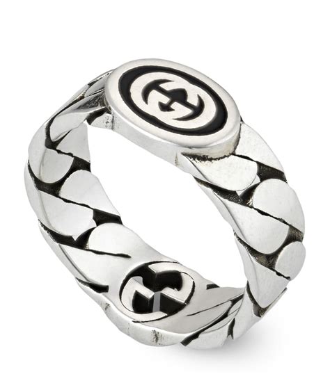 gucci silver rings ladies|interlocking g ring in silver.